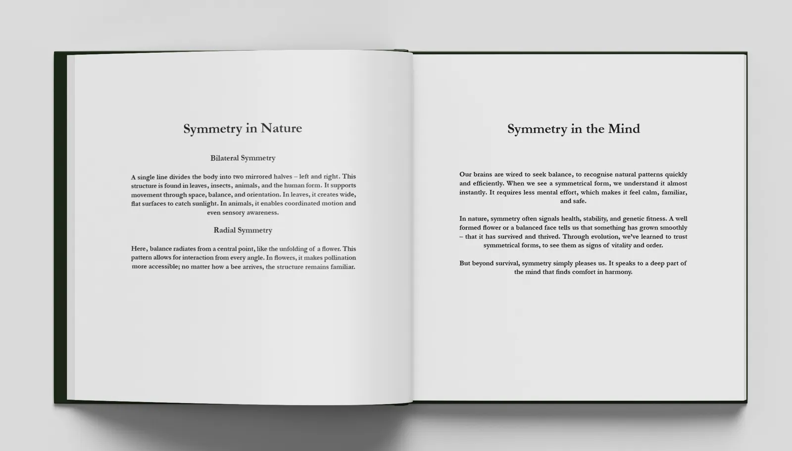 Open spread with flower photographs