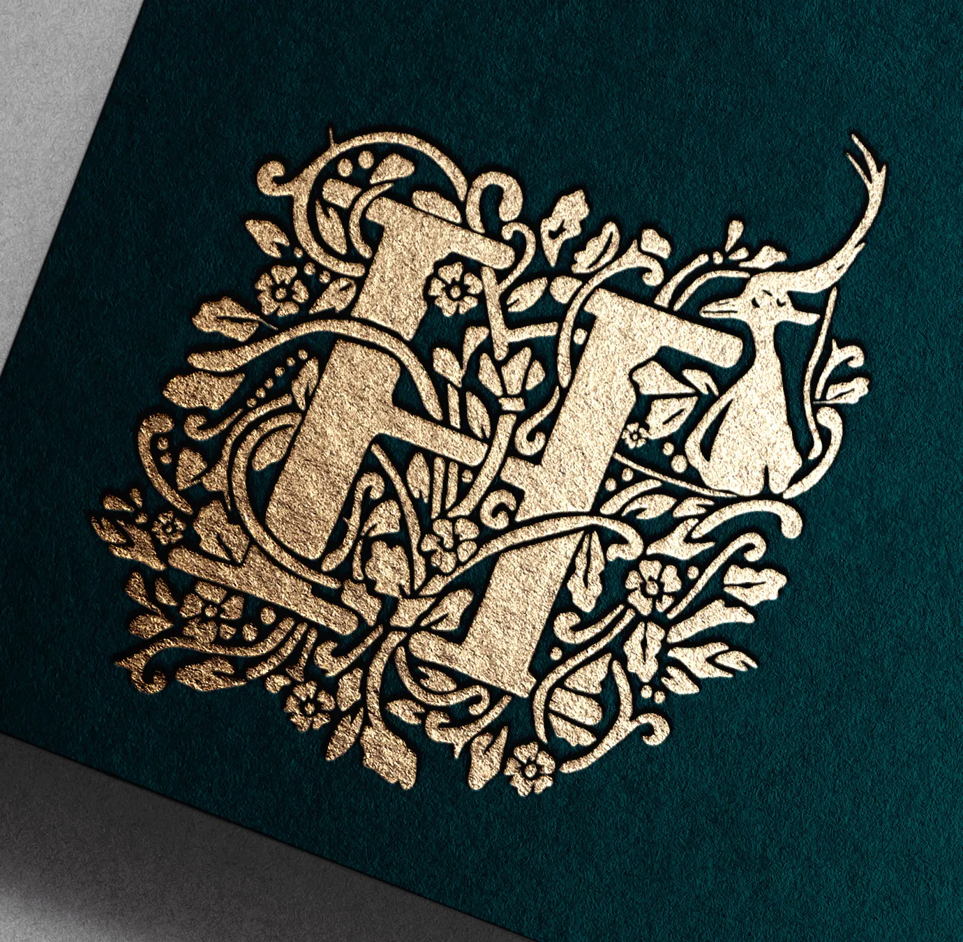 Horneywink lapwing emblem in gold foil