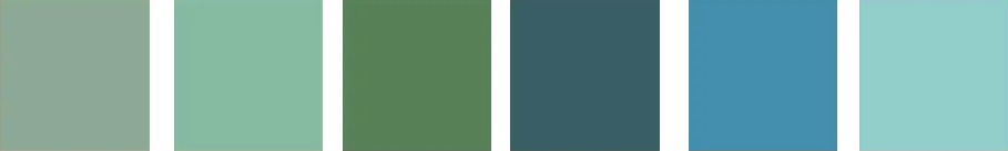 Colour palette of greens and blues